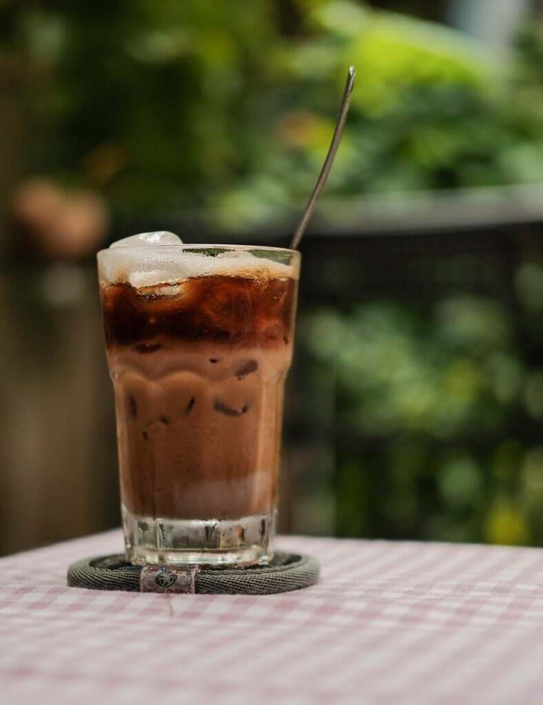 iced coffee served on a table at the psb cafe