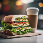 veggie sandwich with cold coffee
