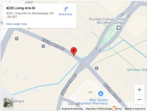 Google Maps location of affordable coffee combos cafe near Sheridan College - PSB Cafe