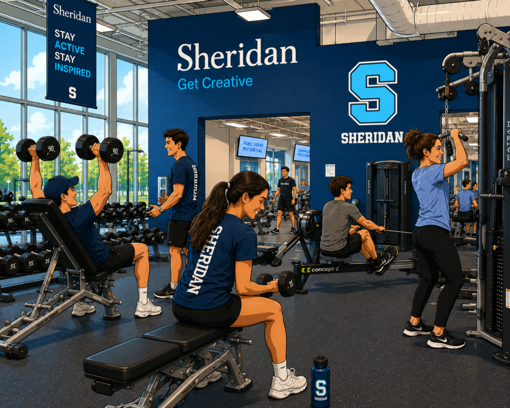 Students working out at Sheridan College!