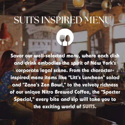 Suits Inspired Menu- Legal Brew Cafe